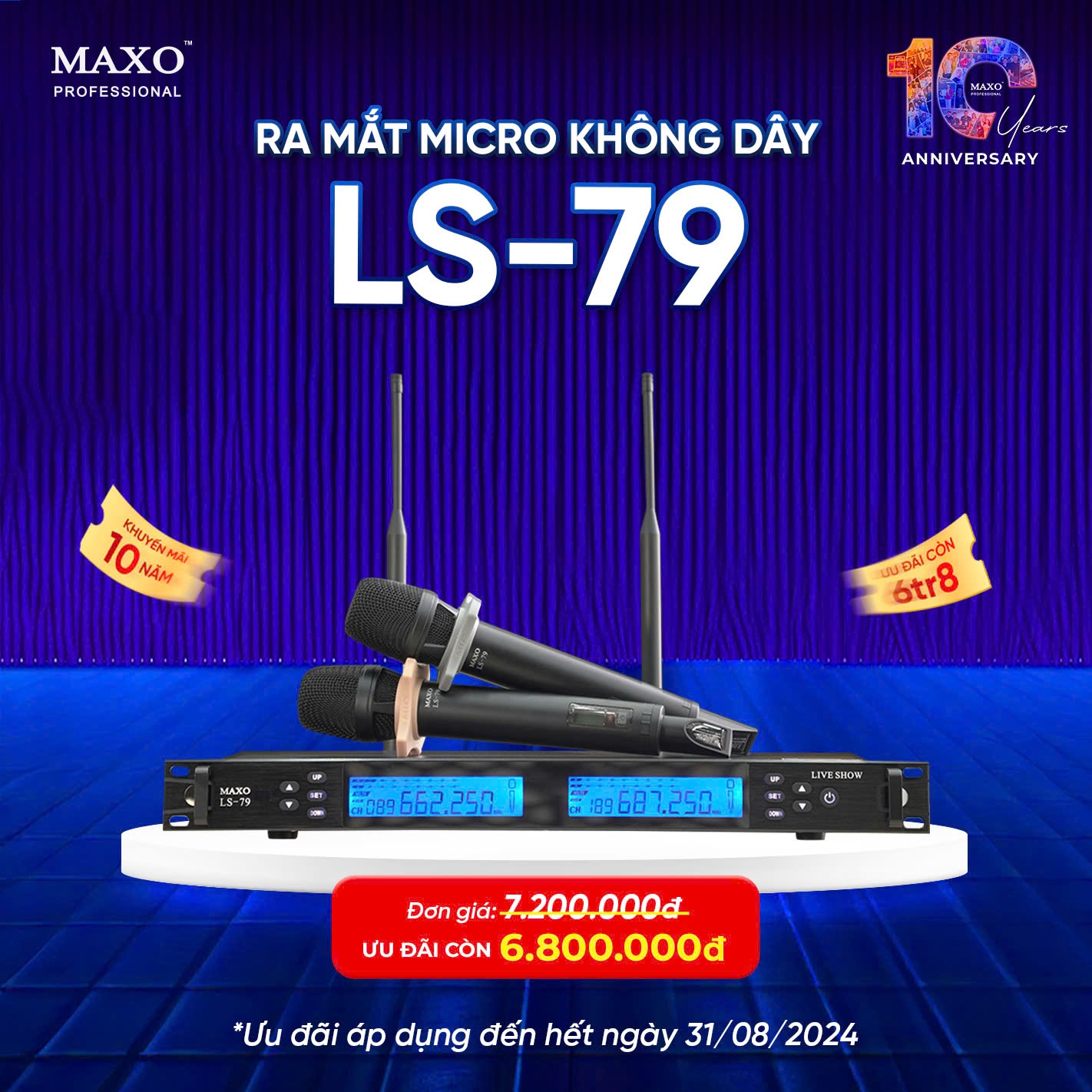 Micro Không Dây LS-79 Chuyên Cho Sân Khấu, Liveshow, Hội Nghị, Event, Chuyên Nghiệp